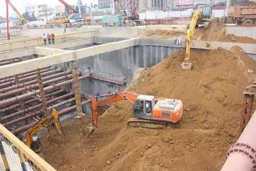 太原地鐵1號線長風東街站基坑土方開挖見底 