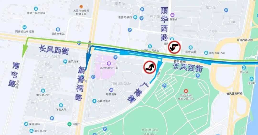 即日起，太原市長風西街麗華西路口禁止左轉、調頭 